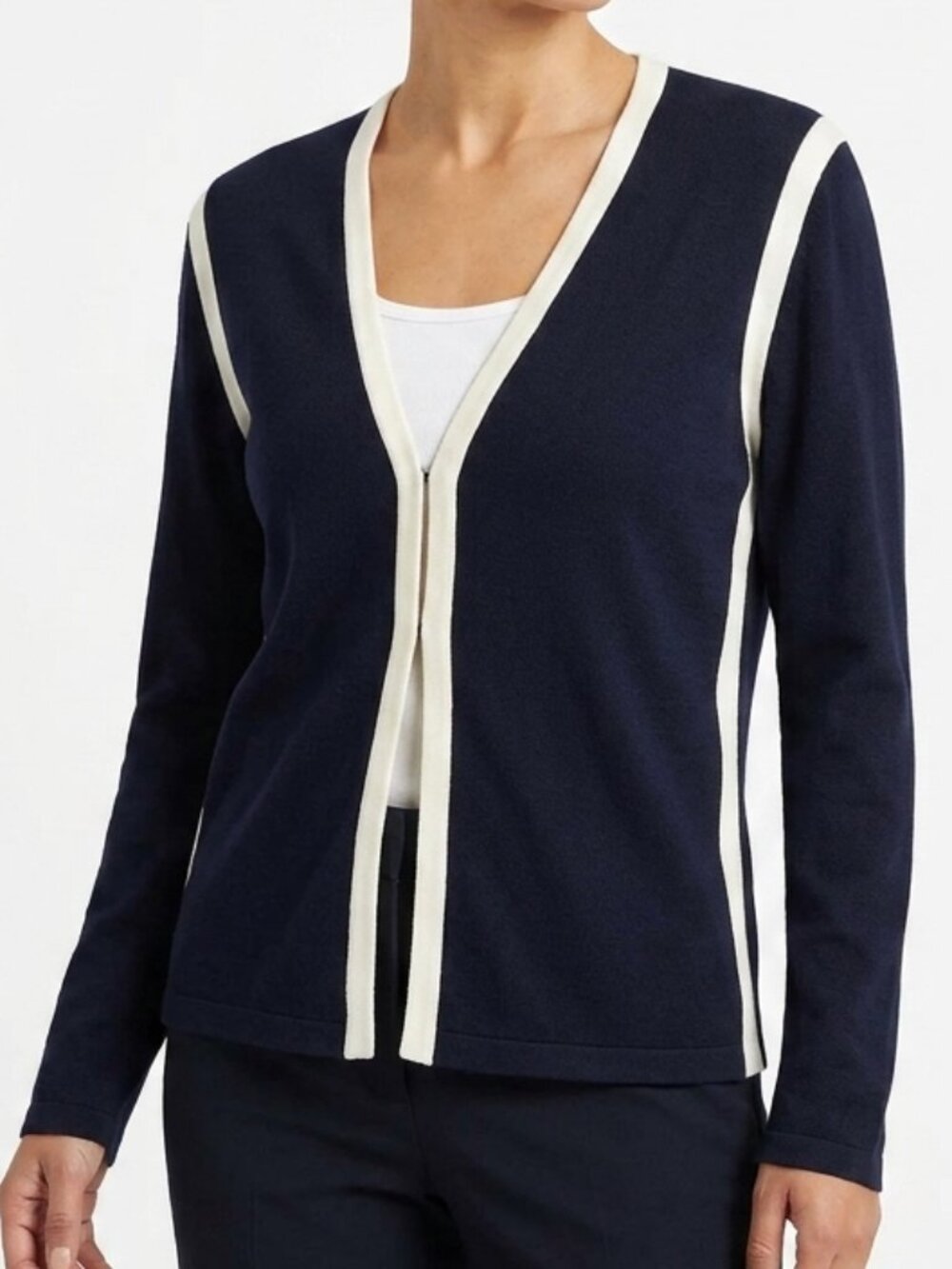 Louis Feraud Wool Blend V Neck Classic/Preppy Cardigan- Sz. 8